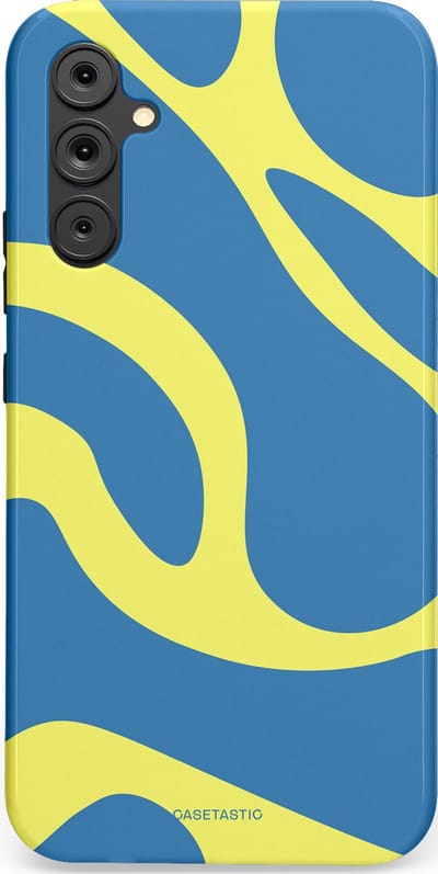 Casetastic hoesje geschikt voor Samsung Galaxy A34 (2023) 5G - Dubbellaagse bescherming - Blauwe Gele Zee Stranden - Fashion Case - Lavendel Goud Lichtblauw