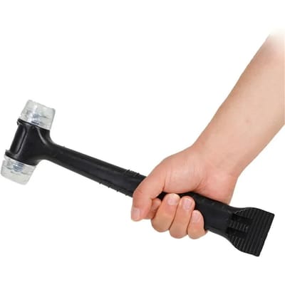 Marteau en caoutchouc 2 en 1 avec pied-de-biche pour outils d'installation de carreaux de céramique Portes Fenêtres noir