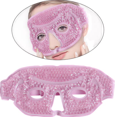 IJs Gezicht- en Oogmasker – Gel Kralen Koelmasker – Herbruikbaar Spa Wrap – Roze – Tegen Wallen en Vermoeide Ogen – Koud Gezichtsmasker – Ontspannende Huidverzorging – Voor Vrouwen en Mannen