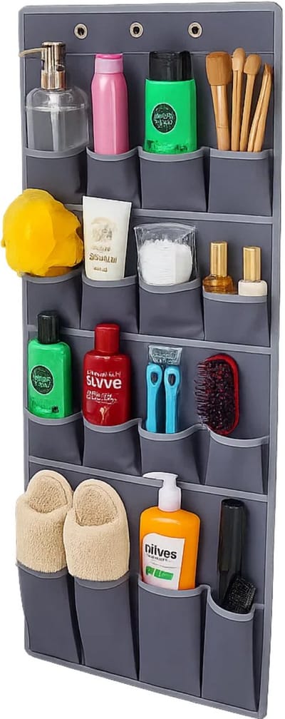 Lomera Deur Organizer - 16 Vakken - Hangend Opbergsysteem - Polyester Materiaal - Donkergrijs - Lichtgewicht Kledingstukken - Smalle Voorwerpen - Ruimtebesparend - Opberger voor Deur - Hangende Opbergoplossing