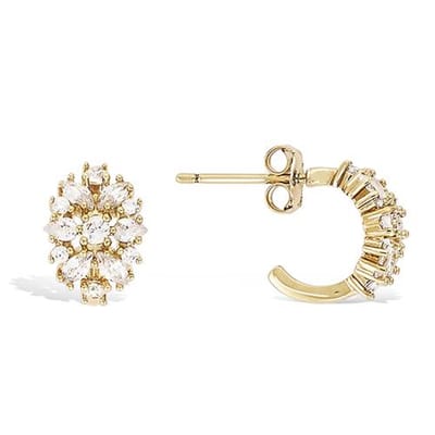 CHIVAL - Oorbellen Hoogwaardig Verguld Goudkleurig " Sparkle Cluster Hoop" - Elegant, Ringen, Rond, Steen, Hypoallergeen, Luxe, Cadeau voor haar, Zirkonia, Sieraad, Tijdloos, Hangers, Liefde, Romantiek, Geschenkverpakking, Moederdag