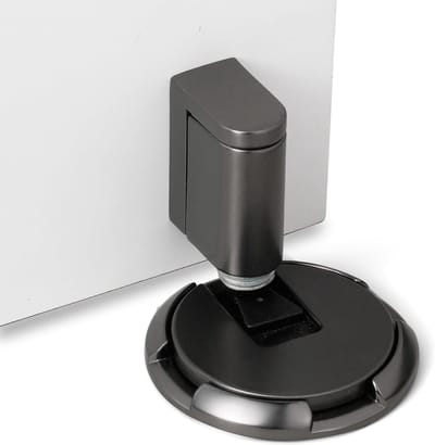 OUTARO-Winddichte Deurstoppers Grijs – 4 stuks – Zware Mechanische Vloermodel – Openhouden – Zonder Boren – Met Schroeven & 3M-Lijm