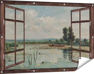 Gards Tuinposter Doorkijk Plas bij Loosdrecht - Willem Roelofs - 120x80 cm - Tuindoek - Tuindecoratie - Wanddecoratie buiten - Tuinschilderij