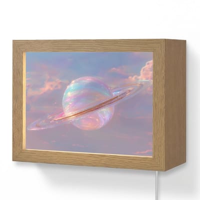 Wandlamp 20x15 cm - Oplaadbaar - Planeet - Lucht - Wolken - Pasteltinten - Wandlampen binnen woonkamer - Slaapkamer lamp met kabel - Decoratieve nachtlamp - Vloerlamp snoer