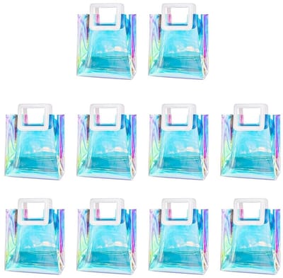 Regenboog Kleur Geschenkzakken - Herbruikbare PVC Tas - Holografisch Ontwerp - Ideaal Voor Verjaardagen - 10 Stuks - Geschikt Voor F