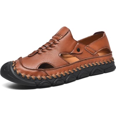 Slippers van echt leer Heren Nieuwe Zomer Buiten Heren Strandsandalen Herenmode 46 brown