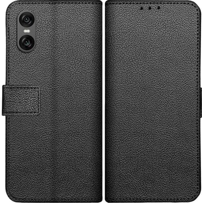 Cazy hoesje geschikt voor Sony Xperia 10 VI Hoesje met Pasjeshouder - Bookcase Classic - Zwart