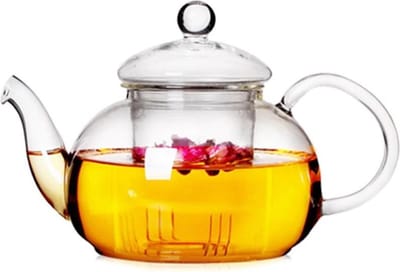 SVH Company Glazen Theepot 1L – Met theefilter – Borosilicaatglas – Transparant – 5 koppen