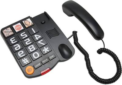 Vaste Telefoon - Seniorentelefoon Grote Toetsen - Eenvoudig Bellen - SOS Noodknop - 206 x 183 x 9 cm - Zwart
