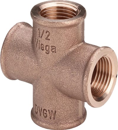 Viega kruisstuk, Rp 3/8 roodkoper of siliciumbrons model 3180, 318024
