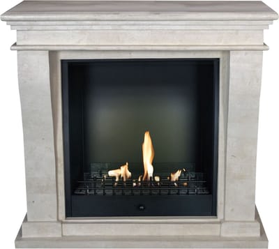 Xaralyn Bio-ethanol haard - Kreta-Mini BCL-SWP - wit gepolijst natuursteen - 3 KW verwarming - haardombouw inclusief inbouwhaard - schouw