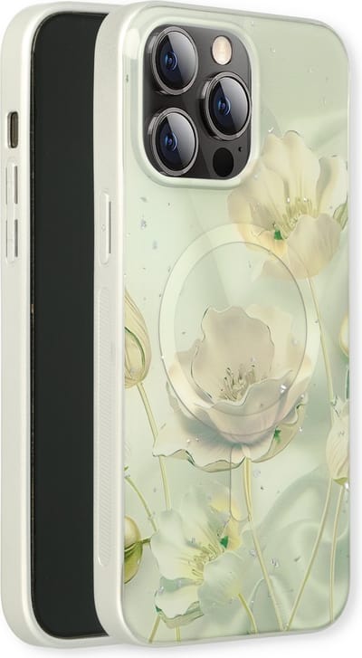 Casemania Hoesje Geschikt voor Apple iPhone 15 Pro - Groen - Siliconen Marmer Back Cover - Geschikt voor MagSafe