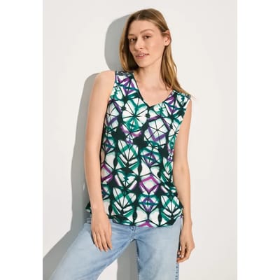 Mouwloze blouse met print