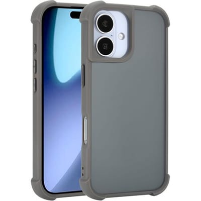 Coverzs matte shock hoesje geschikt voor iPhone 17 (grijs) – stevige case met krasbestendige bescherming, slank design en perfecte pasvorm