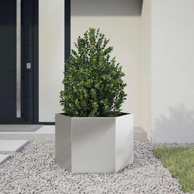 vidaXL - Plantenbak - zeshoek - 69x60x45 - cm - roestvrijstaal