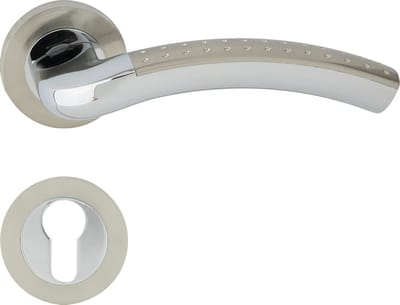Domino® Deurkrukgarnituur SHARON-R ECO M6/M9 - Chroom/Nikkel - PZ-Profielcilinderset met Ronde Rozette - Deurbeslag van aluminium - Deurklink voor kamerdeur, kantoordeur, kelderdeur en binnendeur