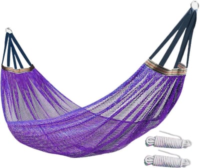 Campinghangmat - Reis hangmat - Buiten ontspannen - Geoptimaliseerde ventilatie - 260 x 130 cm - Paars