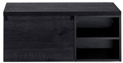 Frozen Badmeubelset 100 cm - Greeplijst in Kleur - Wastafel Regaalkast met Bovenblad Black Oak