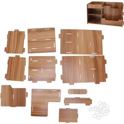 Houten Bureau Organiseer Plank Meerlaags Ruimtebesparende Tafelblad Opbergdoos voor Thuis Kantoor School beige