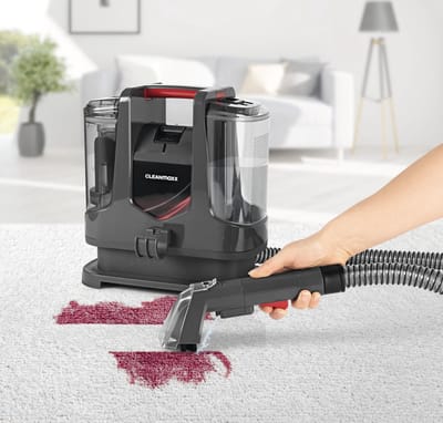 CLEANmaxx Kompakt Plus meubelreiniger 400 W | compacte wasstofzuiger met 2 mondstukken en dubbele tank | ideaal voor banken, auto’s, tapijten en bekleding | krachtige vlekverwijdering in huis