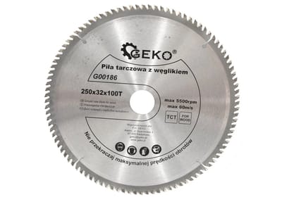 GEKO Zaagblad - Carbide Tip - 250 mm - 100 Tanden - Inclusief Reductiering