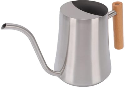 Gieter 1L, Lange Uitloop Kleine Metalen Plantenwaterer met Houten Handvat voor Binnenbonsai Hangende Planten Tuin (Schuren 1L)