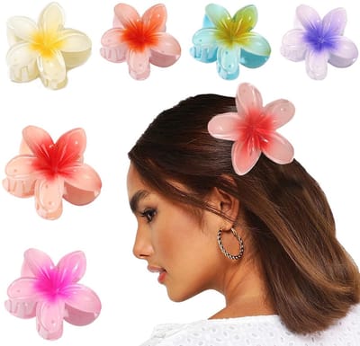 Dailygoods- Haarclip Bloem - Antislip Klauwclip - Sterke Hold - 6 Stuks - Voor Medium/Dik Haar - Geschikt Voor Alle Haartypes - Haarklem
