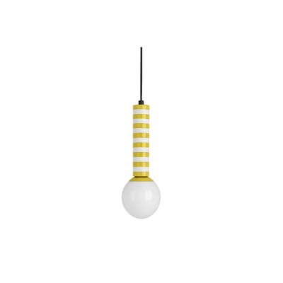 Leitmotiv Hanglamp Rayado Retro - Goudgeel - 12x12x38cm - Modern - Hanglampen Eetkamer, Slaapkamer, Woonkamer