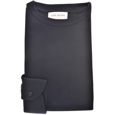 John Miller T-Shirt Round Neck Long Sleeve Jersey Solid Color Navy / male