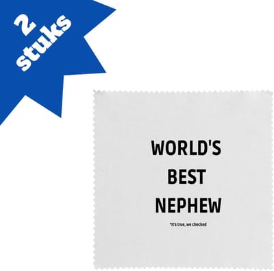 Akyol - world's best nephew it's true we checked brillendoekjes - Neef - werelds beste neef - verjaardag - cadeautje voor neef - neef artikelen - kado - geschenk - 17,8 bij 17,8 cm - 2 stuks