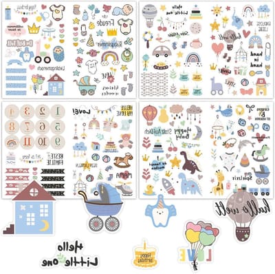 Stickers voor Baby Album - 4 Stuks Scrapbooking Stickers voor Kinderen en Baby's, DIY Fotoalbums, Baby Shower Decoratie, Creatieve Knutselprojecten