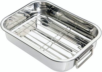 KitchenCraft Kleine roestvrijstalen braadslede met rek - 27 x 20 cm