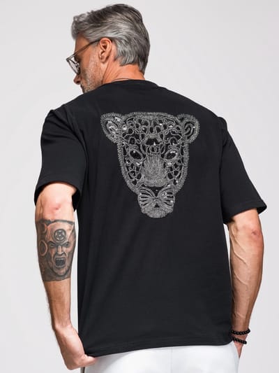 OMBRE T-shirt - Loose Fit - Katoen - Korte Mouw Zwart S