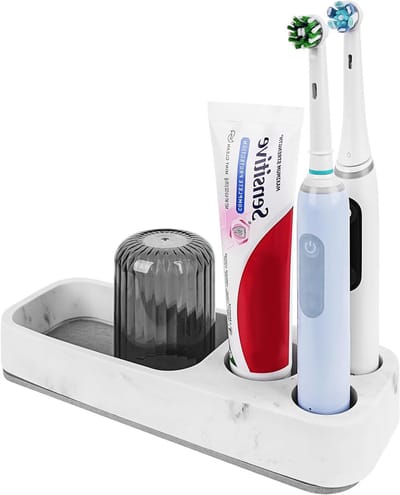 Dailygoods- Tandenborstelhouder diatomeeënaarde - Organizer voor handmatige tandenborstel - Compatibel met Oral-B - Tandenborstelhouder elektrisch - Scheermes houder - Vochtabsorberend materiaal - Tandenborstelstandaard
