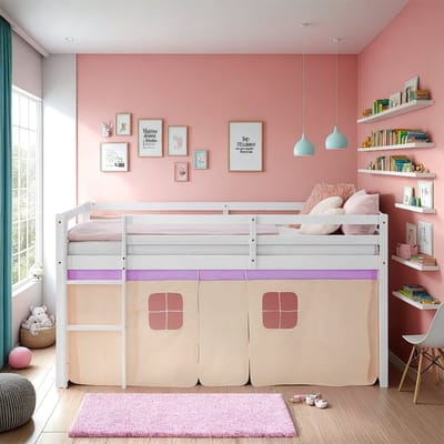 Homestyle4u Hoogslaper- kinderen - 90x200 cm - Roze/Abrikoos