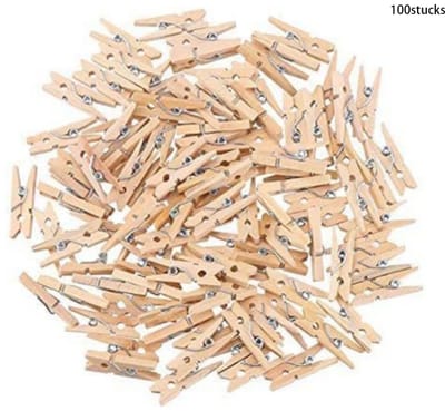 TOVBMUP Mini wasknijpers - Duurzaam hout - 25 mm kleine houten wasknijpers - Fotoklemmen - Hobbyklemmen - 100 stuks