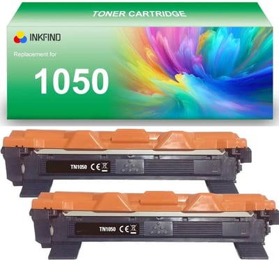 INKFIND TN1050 tonercartridge voor Brother 1050 TN1050 TN-1050 tonercartridge multipack 2 stuks (Zwart x 2)