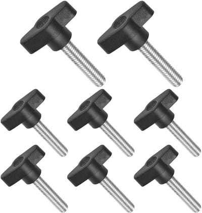 Vleugelknoppen met kartelschroeven en klemschroef, T-vormige handknop met schroefdraad, zwarte handgreep voor bevestiging (8, M8*40mm)
