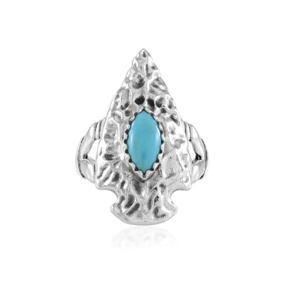 Cavill - 925 Sterling Zilveren Ring - Turkoois Marquise Cabochon 0,72 ct - Boho Stijl - Geoxideerd - Desert Chic - Natuurlijke Rustieke Look