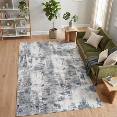 TAPISO Bari Vloerkleed Abstract Verweerd Patroon Antislip Tapijt Woonkamer Slaapkamer Donkergrijs Crème Modern Design Oeko-Tex 80x150
