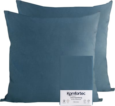 Komfortec Set van 2 Premium Jersey Kussenslopen 40x40 cm - Superzachte Kussenhoes – 100% Katoen – 150 g/m² -Petroleumblauw