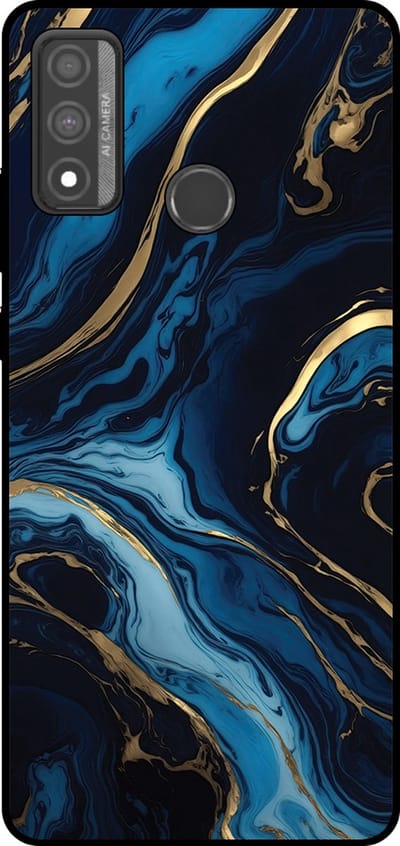 Smartphonica Telefoonhoesje Geschikt voor Huawei P Smart (2020) met marmer opdruk - TPU backcover case gold blue marble design - Goud Blauw geschikt voor Huawei P Smart (2020)