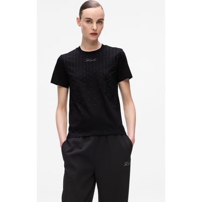 Karl Lagerfeld Rhinestone Rain T-shirt Black Taglia: XS | Maglie Sportivi Outlet | Donna | Nero