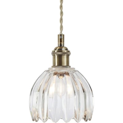 Markslöjd Hanglamp Gota, oud messing/helder, glas, Ø 13 cm, stekker