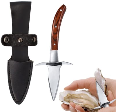 Dailygoody - Oestermes - Oesteropener - Ergonomisch handvat - Bruin - Roestvrij staal - Keuken gereedschap voor zeevruchten - Geschikt voor volwassene