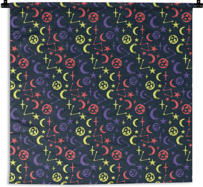 Wandkleed - Wanddoek - Sterren - Planeten - Design - 180x180 cm - Wandtapijt
