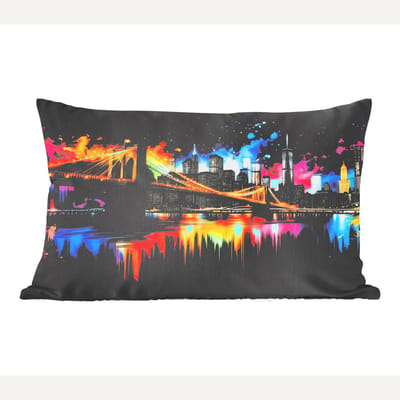 Sierkussens - Kussentjes Woonkamer - 50x30 cm - Skyline - Brug - Verlichting - Kleuren