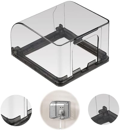 Waterdichte Socket Cover voor Wandcontactdozen - Zwart Plastic Behuizing, Universele Sticker voor Badkamer en Keuken, Bescherming tegen Vocht en Stof