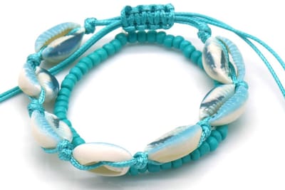Gelaagde Armband – Schelpen – Blauw – Kunststof