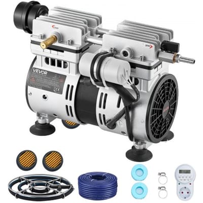 VEVOR vijverbeluchter, vijverbeluchtingspompset, 590W vijverbeluchtingssysteem, 1400 RPM, luchtcompressor voor zuurstofcirculatie met 360° nano-diffusorplaat, voor vijver en watertuin